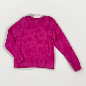 Old Navy Crew Neck Pullover Sweatshirt Womens Medium Tall Pink Tie Dye Hippie